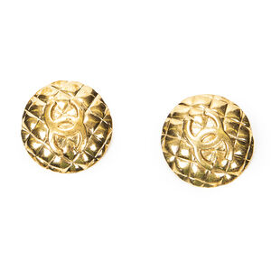 Chanel Large CC Quilted Round Clip On Earrings